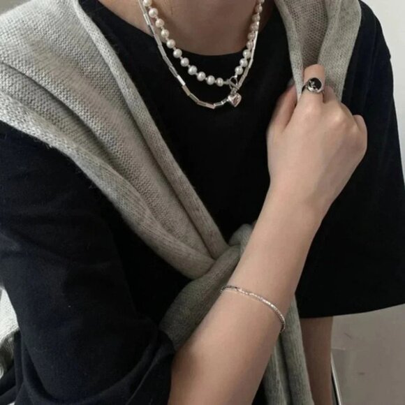 925 Sterling Silver Dainty Box Cube Minimalist Bracelet - Picture 4 of 4